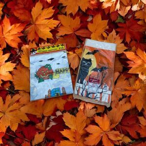 2 Vintage Halloween Party Paper Tablecloth 54x96" Kalla 1983 & Plastic 52 x 72”